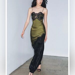 Zara ASYMMETRICAL SATIN EFFECT LACE DRESS ZW COLLECTION slip dress